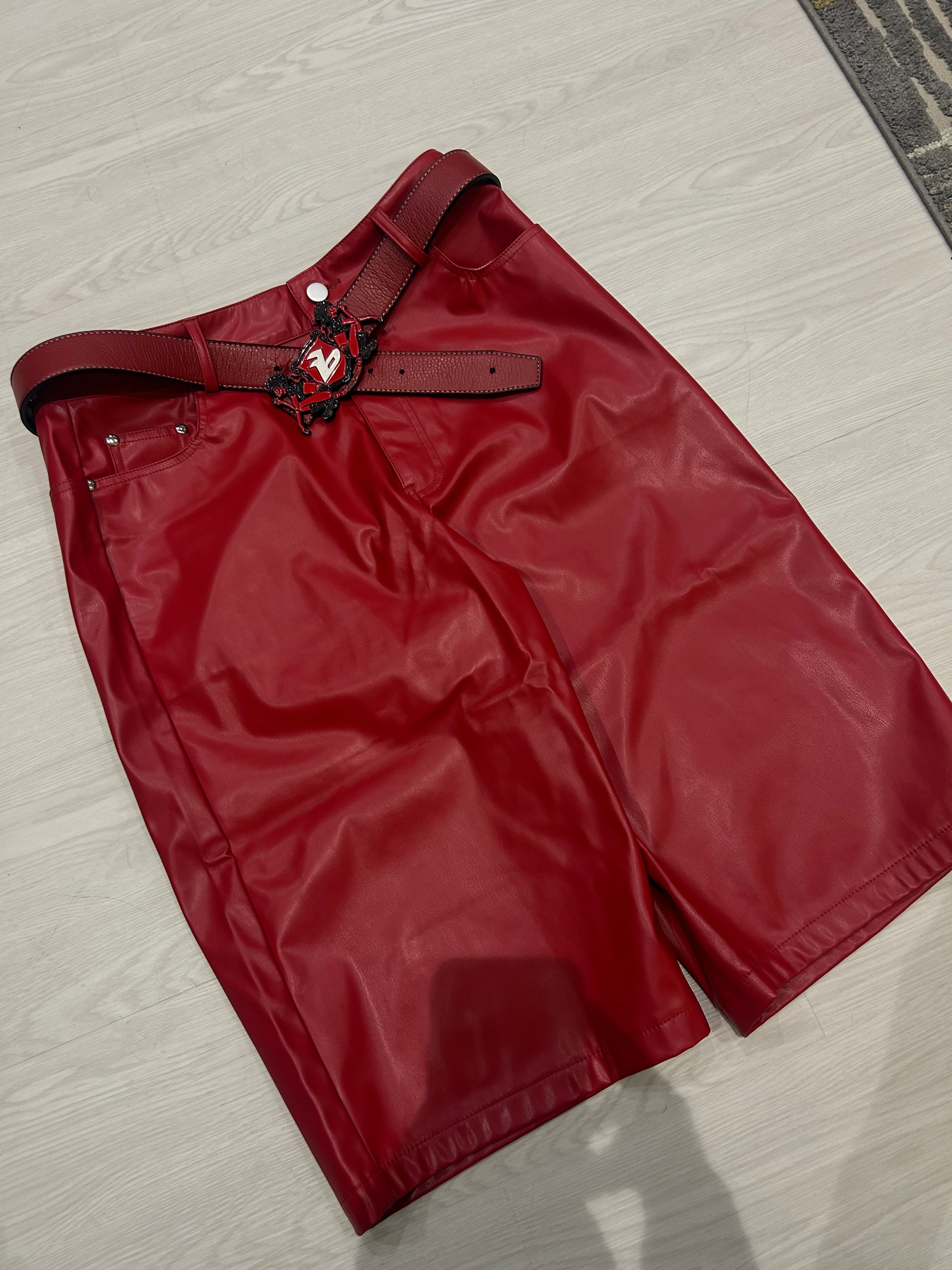 Red leather Jorts