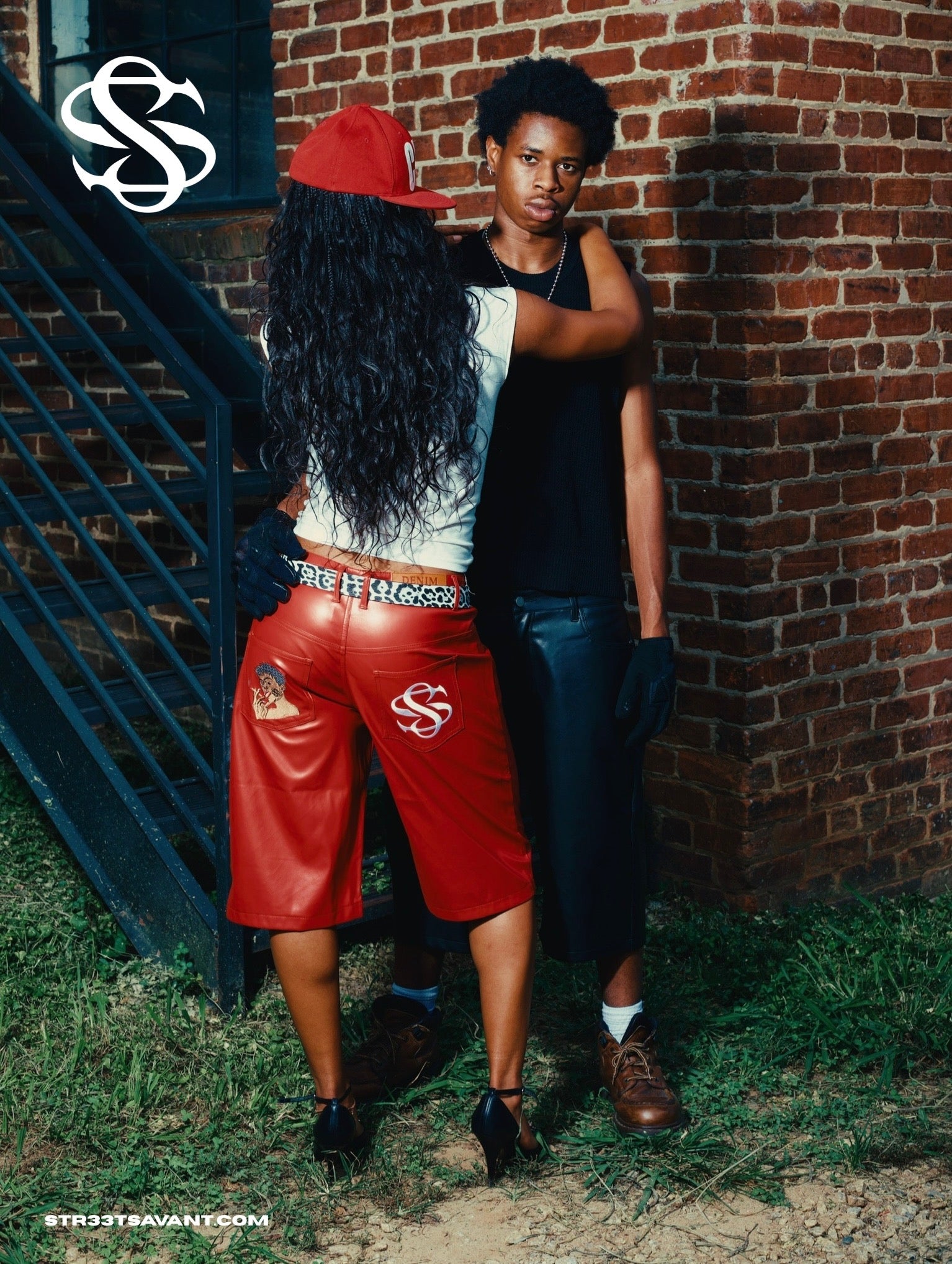 Red leather Jorts